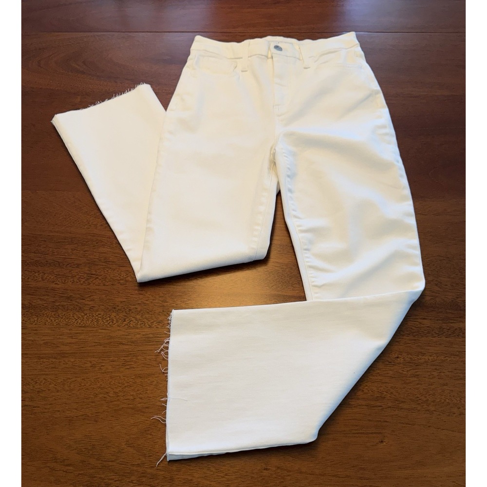 Frank And Eileen Galway Wide Leg Jeans Women's 26 White Denim Cropped Frayed Hem - Picture 5 of 16
